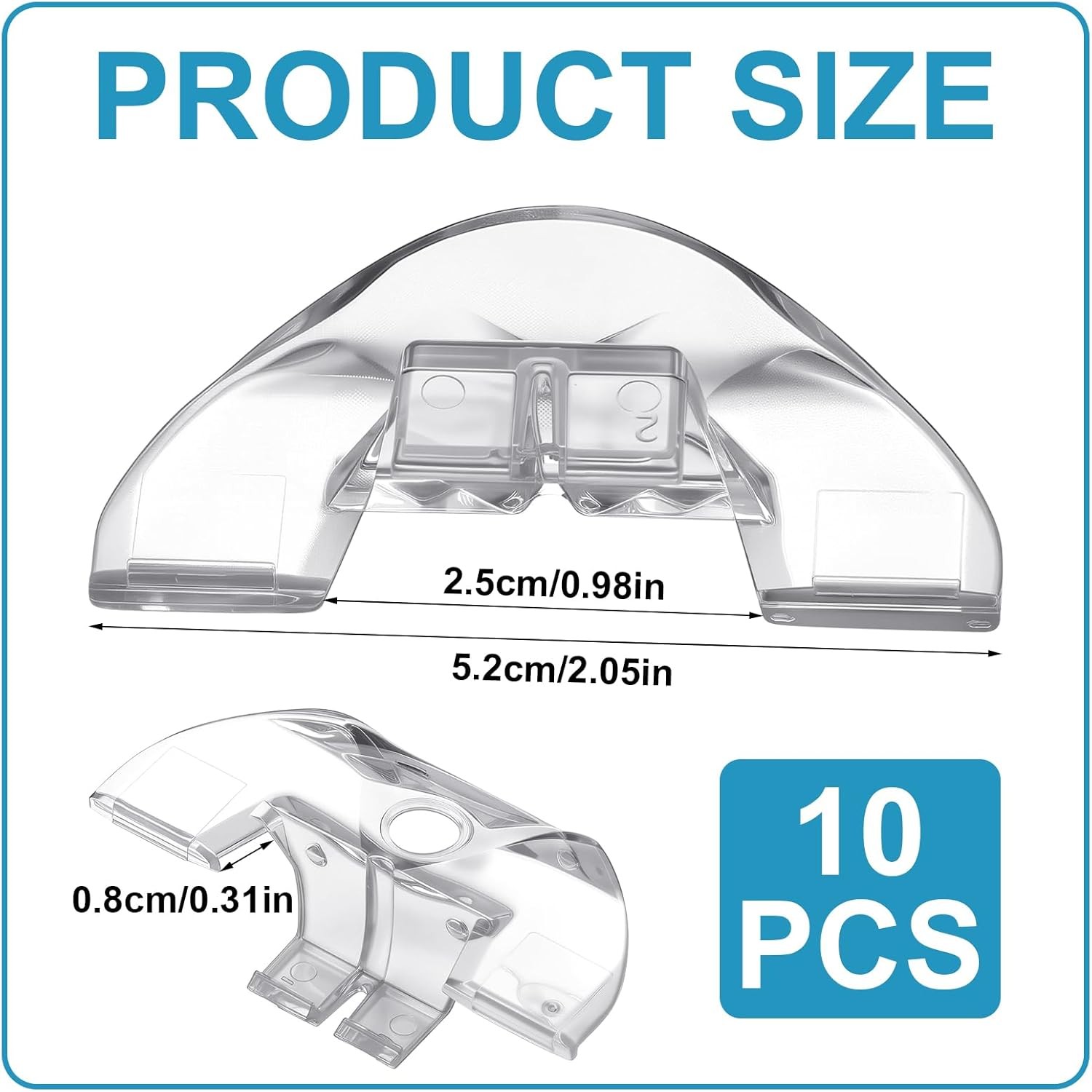 10 Pcs Shade Pulls Cordless Honeycomb 2.05 inches x 0.98 inches, Clear