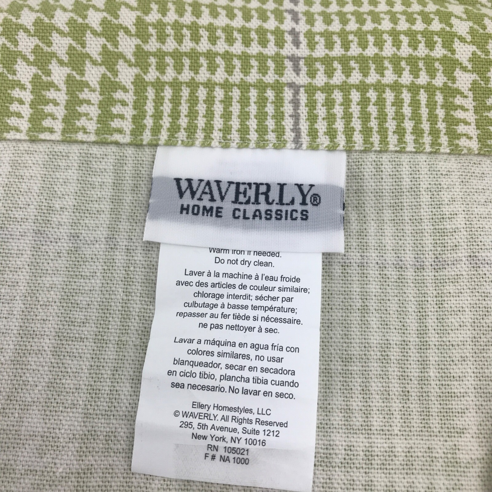 Waverly Lime Green Check Houndstooth Valance 51″ x 19″ – 100% Cotton