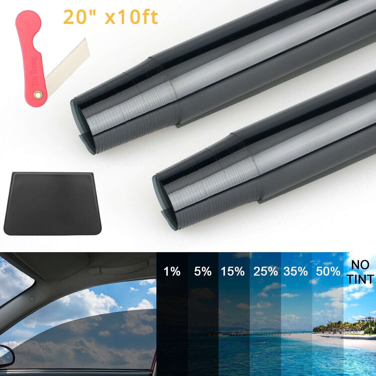 20″ x 10FT Uncut Car Window Tint Film Roll 5-35% VLT For Car Home & Office Glass