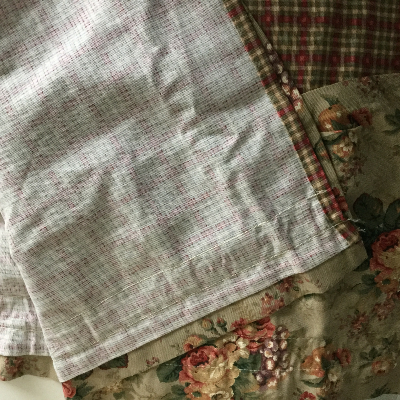 Vintage 90s Window Valance Plaid Floral Earth Tone Curtain Treatment 56in Wide