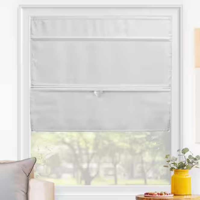 Grey Cordless Light Filtering Magnetic Fabric Roman Shade 48 in. W x 64 in. L