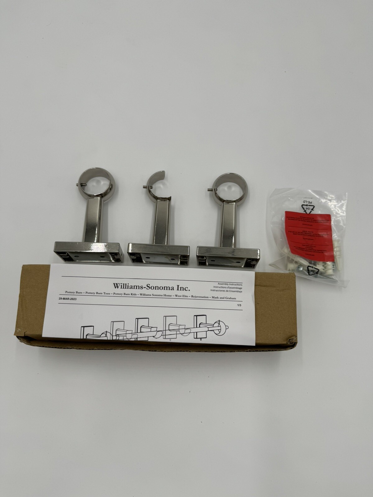 Williams Sonoma Curtain Bracket Assembly Hardware Kit Simple Barral Nickel