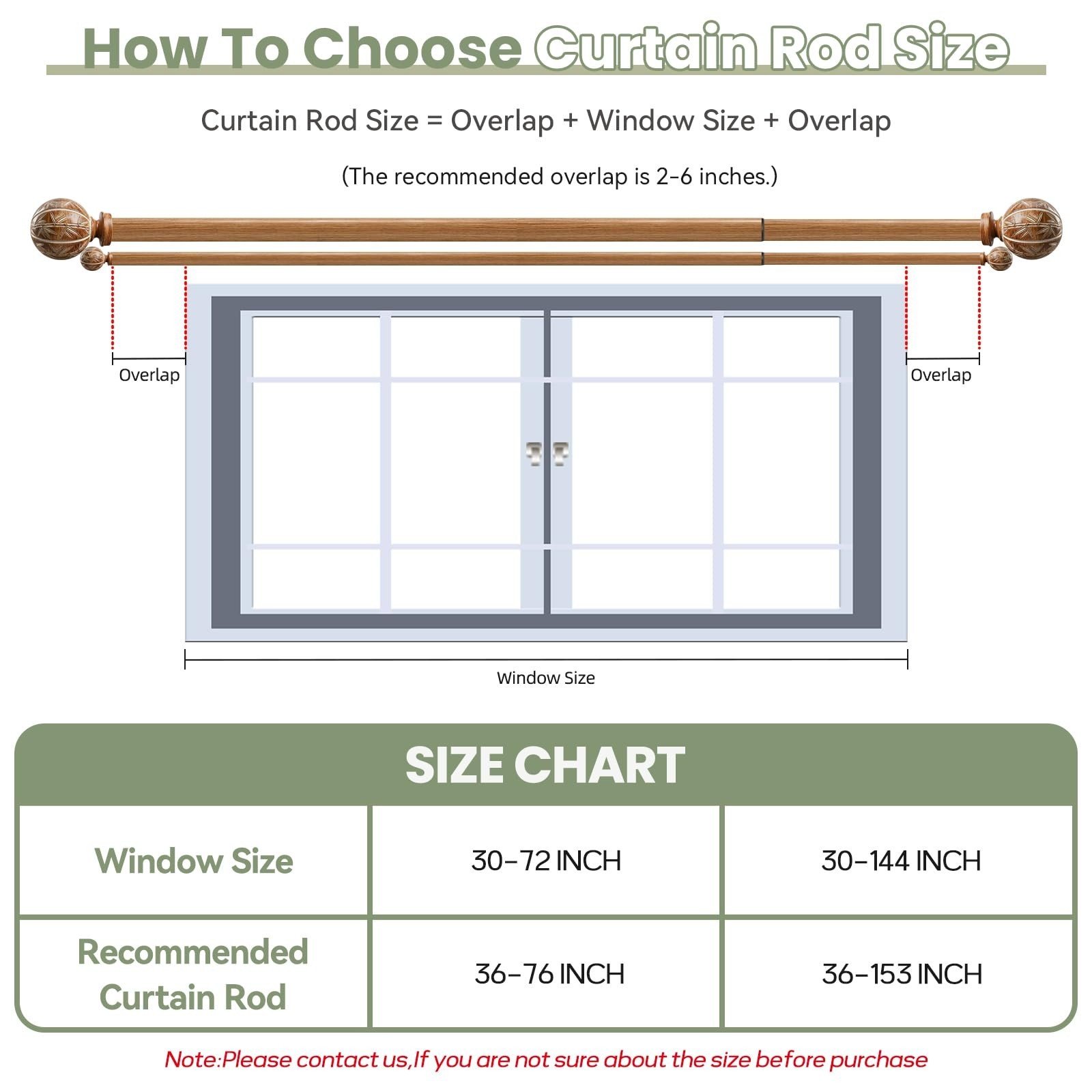 Bamboo Double Curtain Rods for Windows 72 to 144 Inches, 1-inch Diameter Heav…