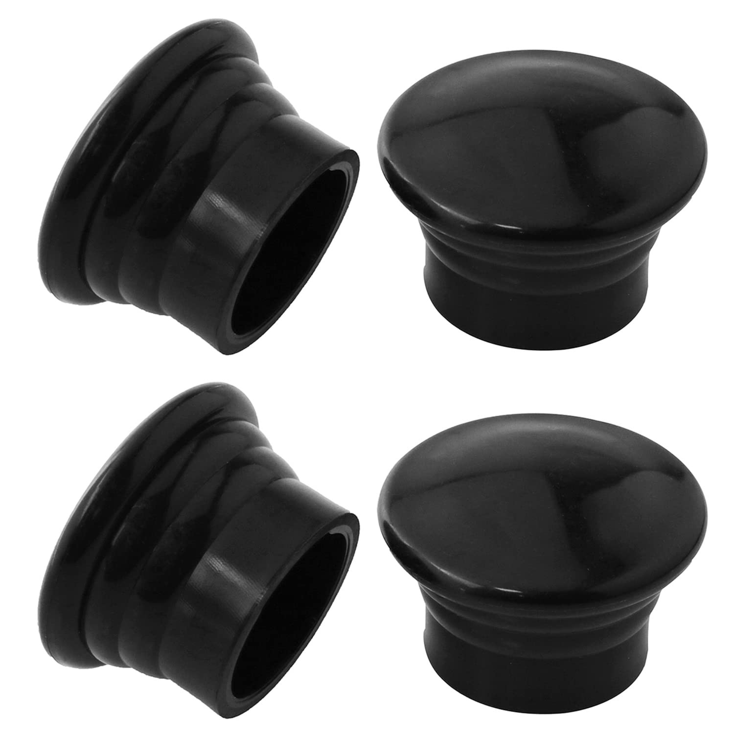 AXLIZER Window Curtain Rod Cap 4PCS Black Plastic Pole End Plug Caps