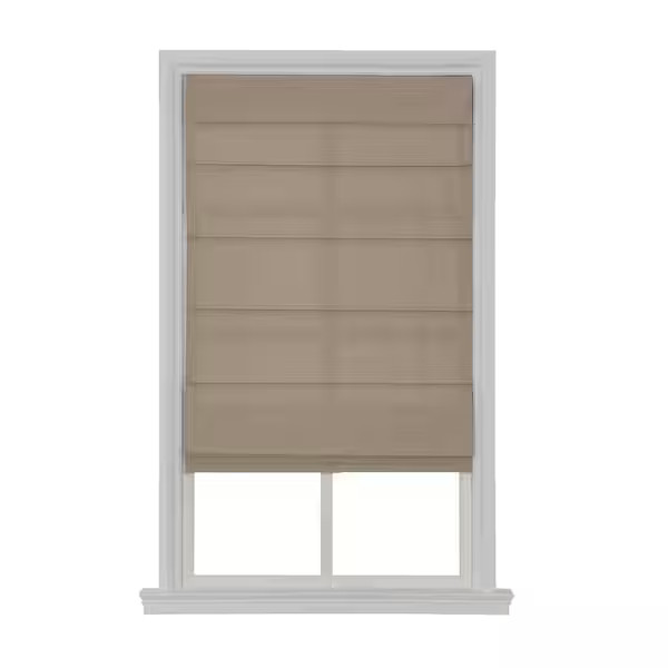 Ivory Cordless Light Filtering Fabric Roman Shade- 30 in. W x in. L64