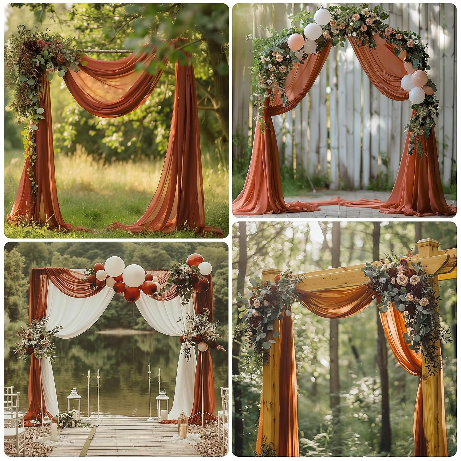 Terracotta Wedding Backdrop Fabric 1 Panel Sheer Wedding Drapes Arch Draping