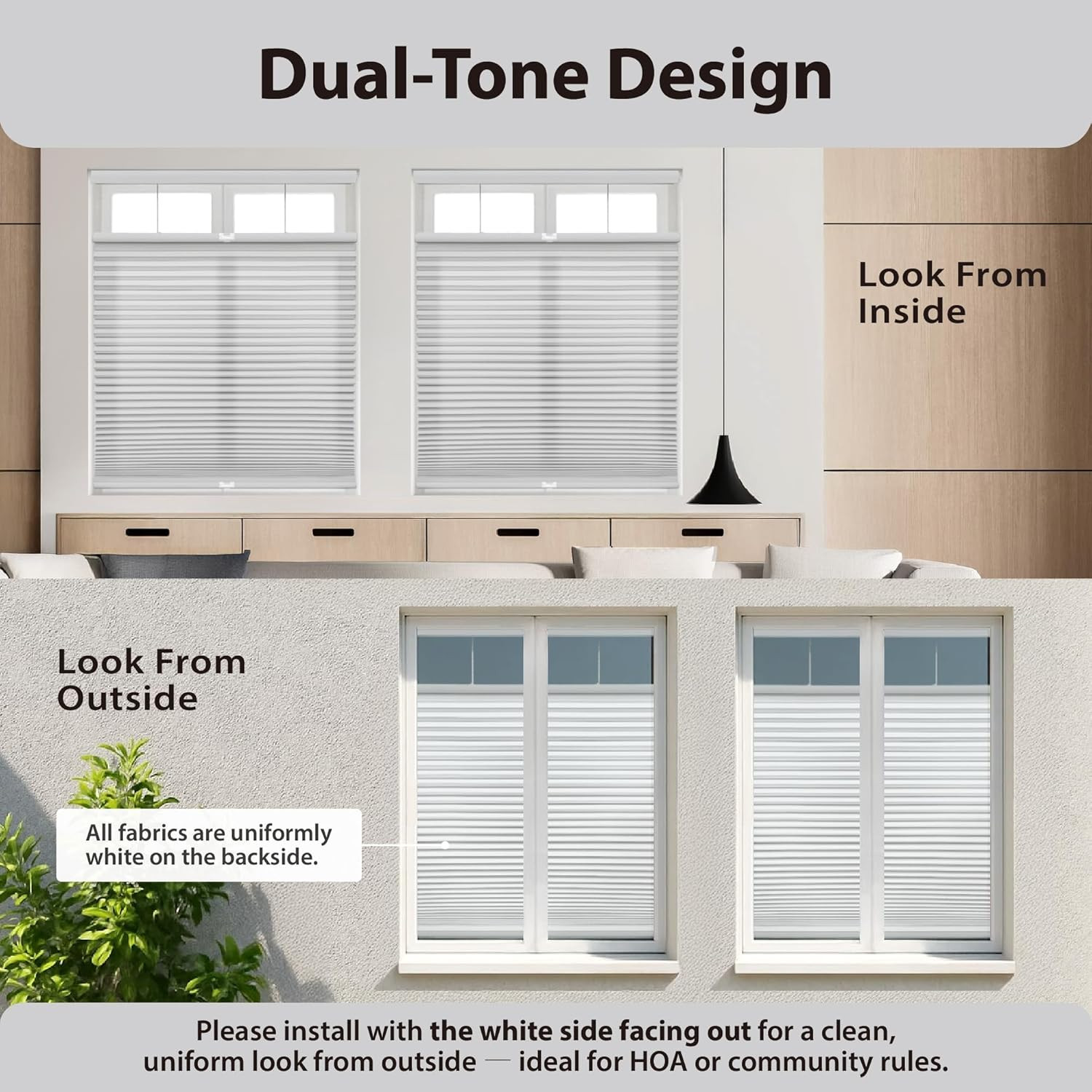 1.5″ Cordless Light Filtering Cellular Shade, Gray Cloud 46.5″W