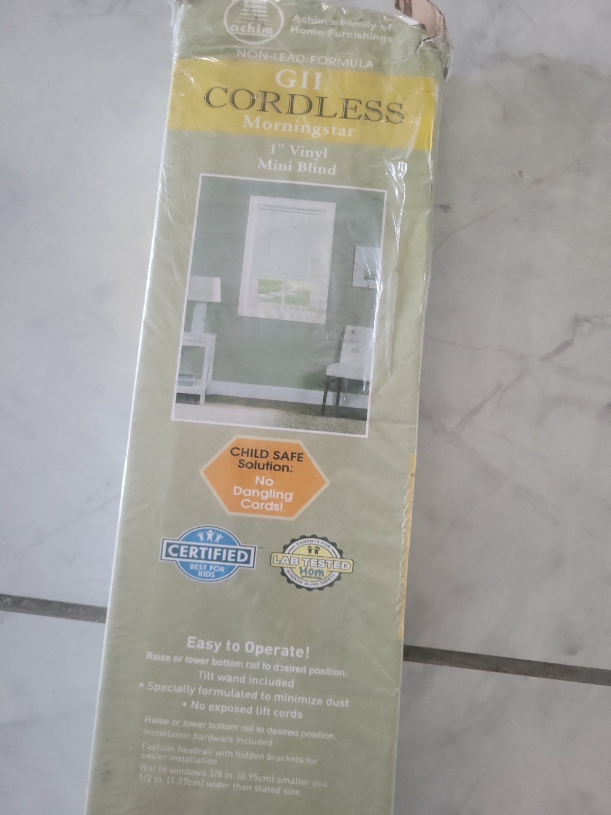 Cordless Light Filtering Mini Blind – 29″ Width, 72″ Length 1″ Slat Size Black