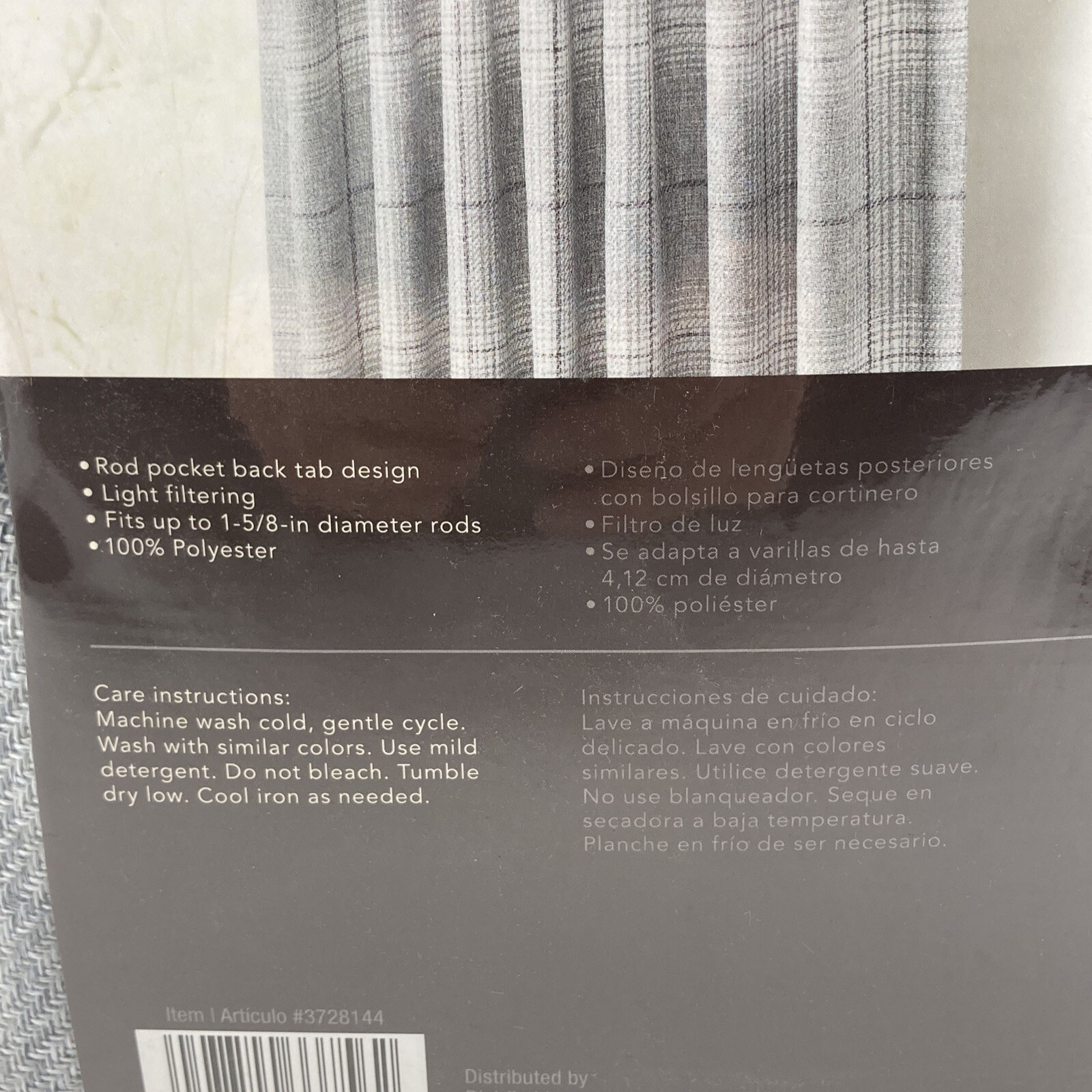 Allen + Roth ENGLEWOOD 50”x95” Rod Pocket Back Tab Panel Curtain Gray 3728144