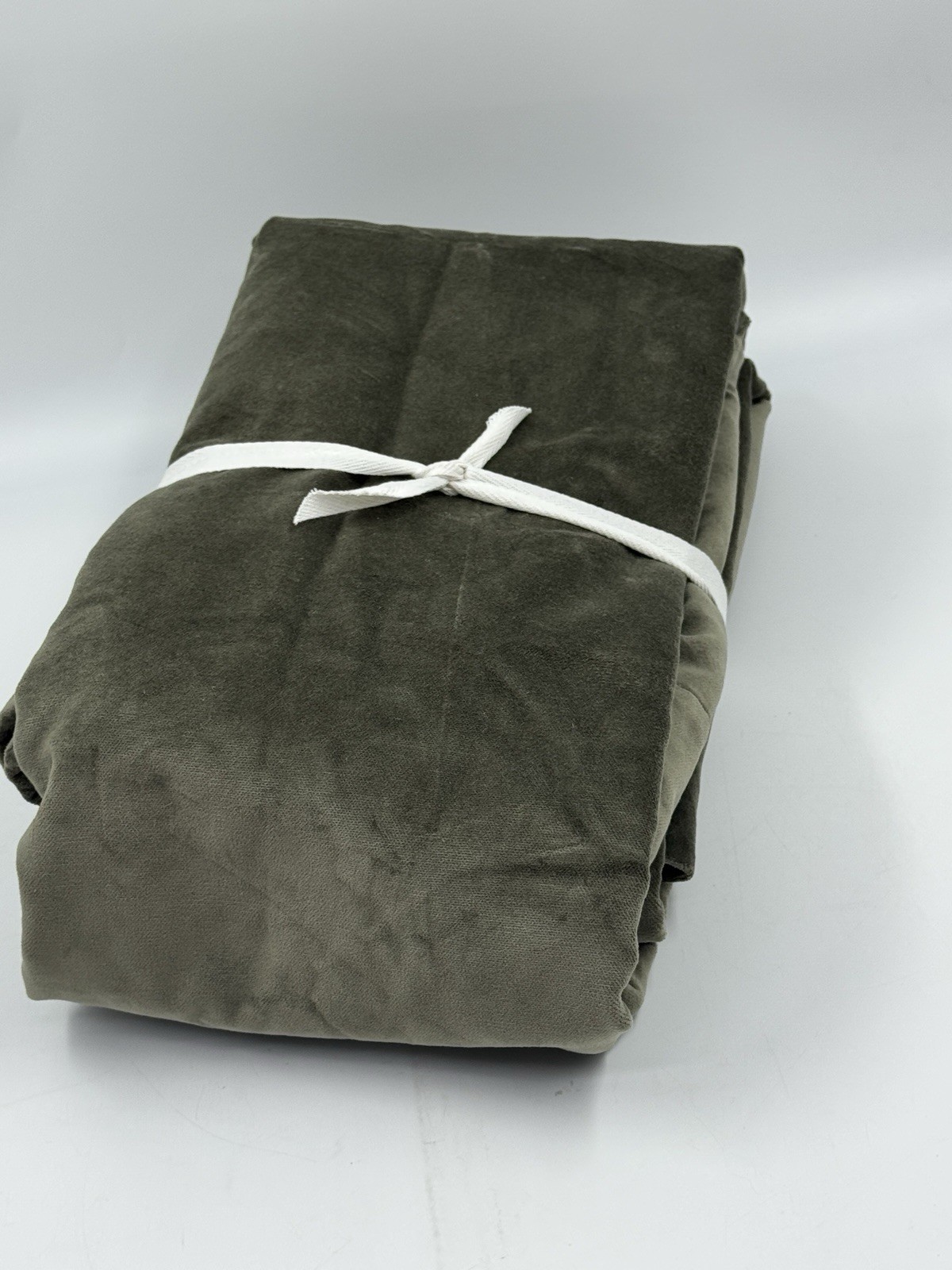New Pottery Barn Velvet Twill Curtain Drape Moss Green 50”x96” Blackout READ
