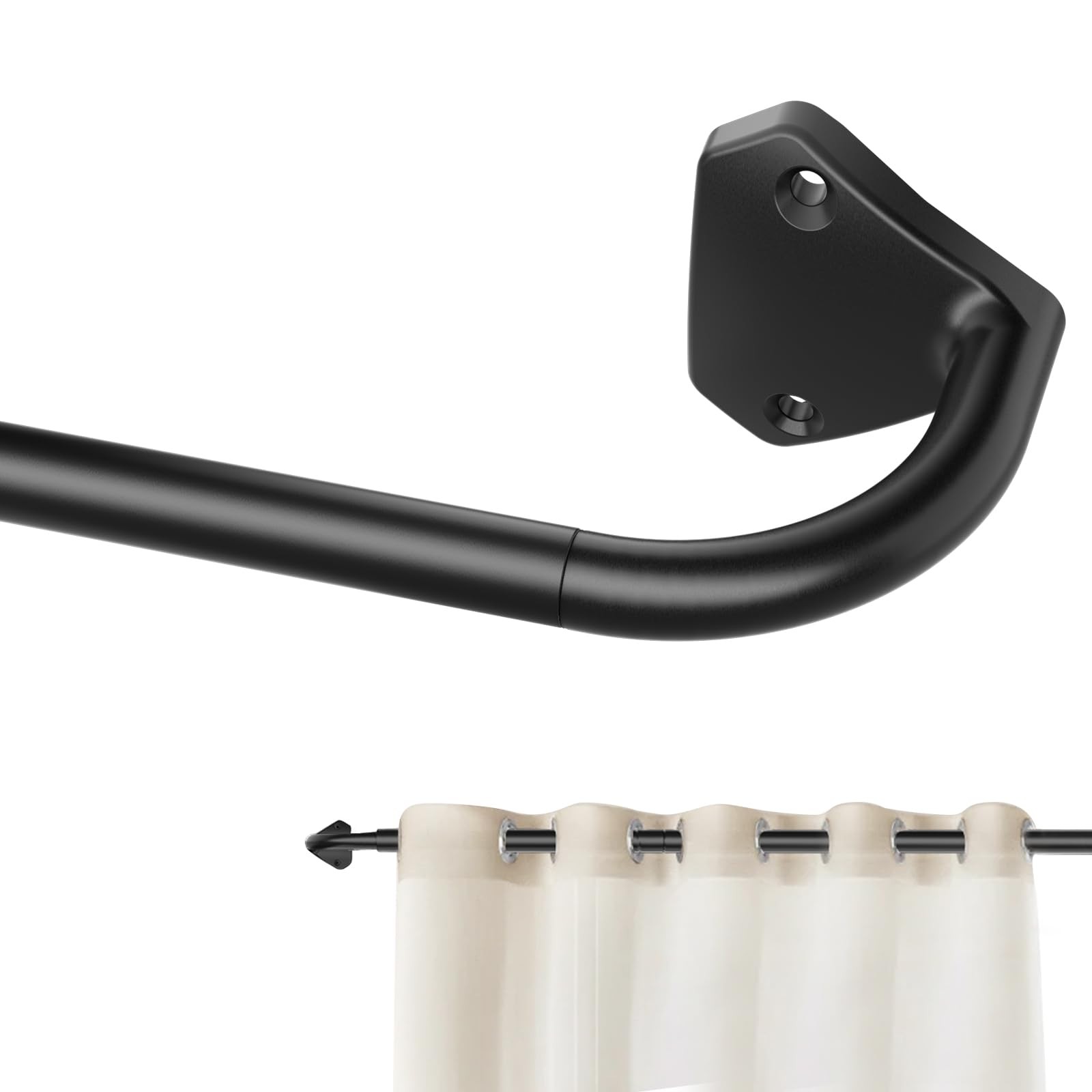 GXOACKJ Black Wrap Around Curtain Rods for Windows 28 to 48 inch, 5/8 inch