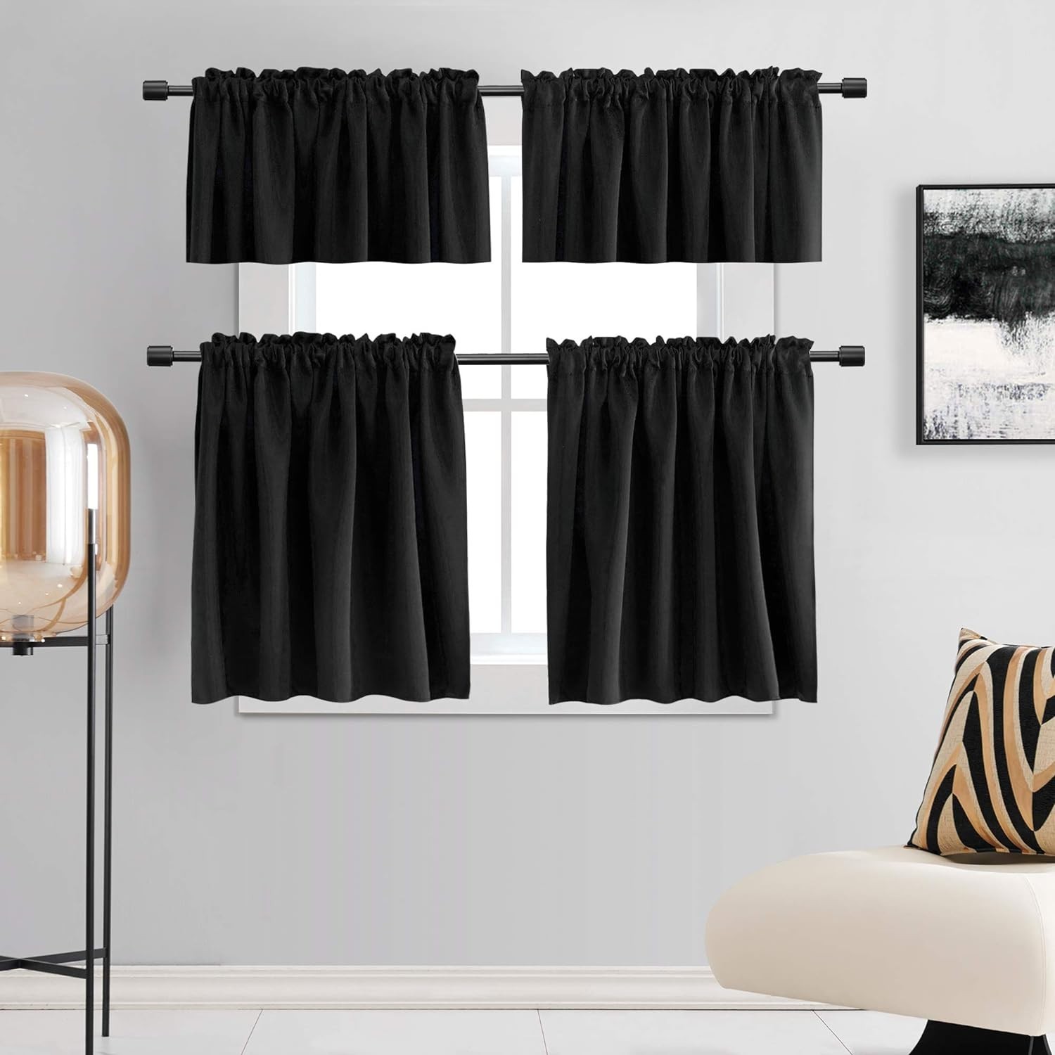 24 Inch Length Curtains- 2 Panels Blackout Thermal Insulating Small Curtain T…