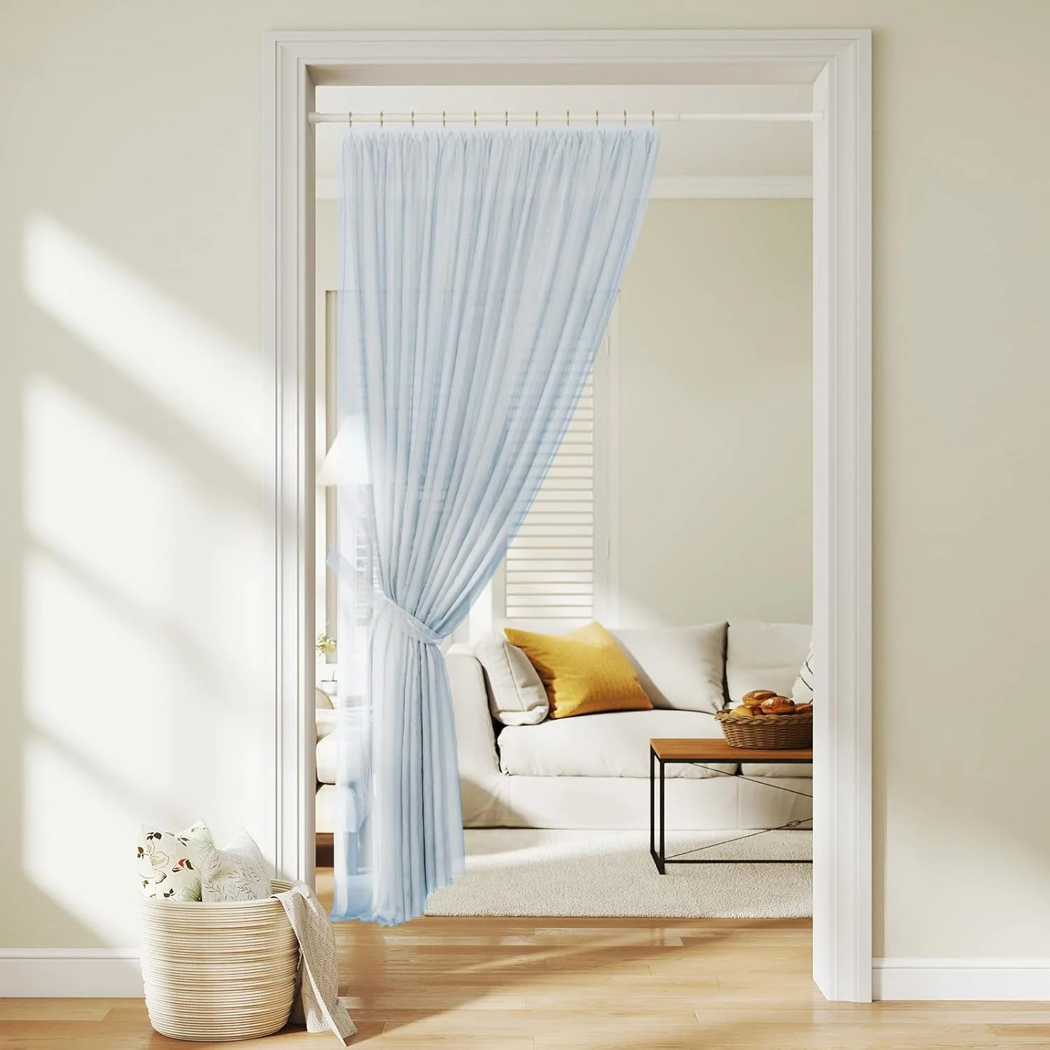 2 Pack Spring Tension Curtain Rods 28-48 Inches, White Spring Loaded Curtain Rod