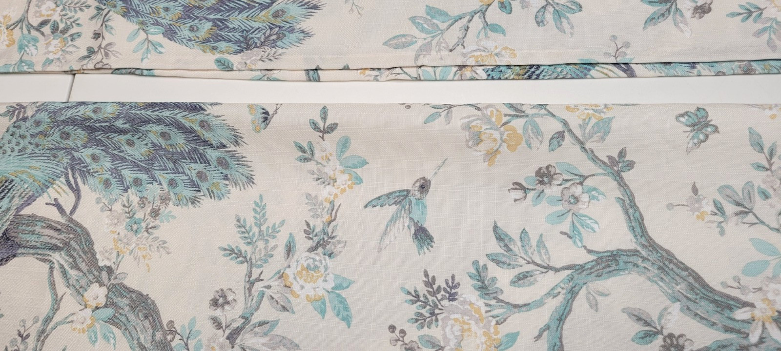 Laura Ashley 2 Belvedere Peacock Window Curtain Panels Blue Turquoise 36×95 Pair