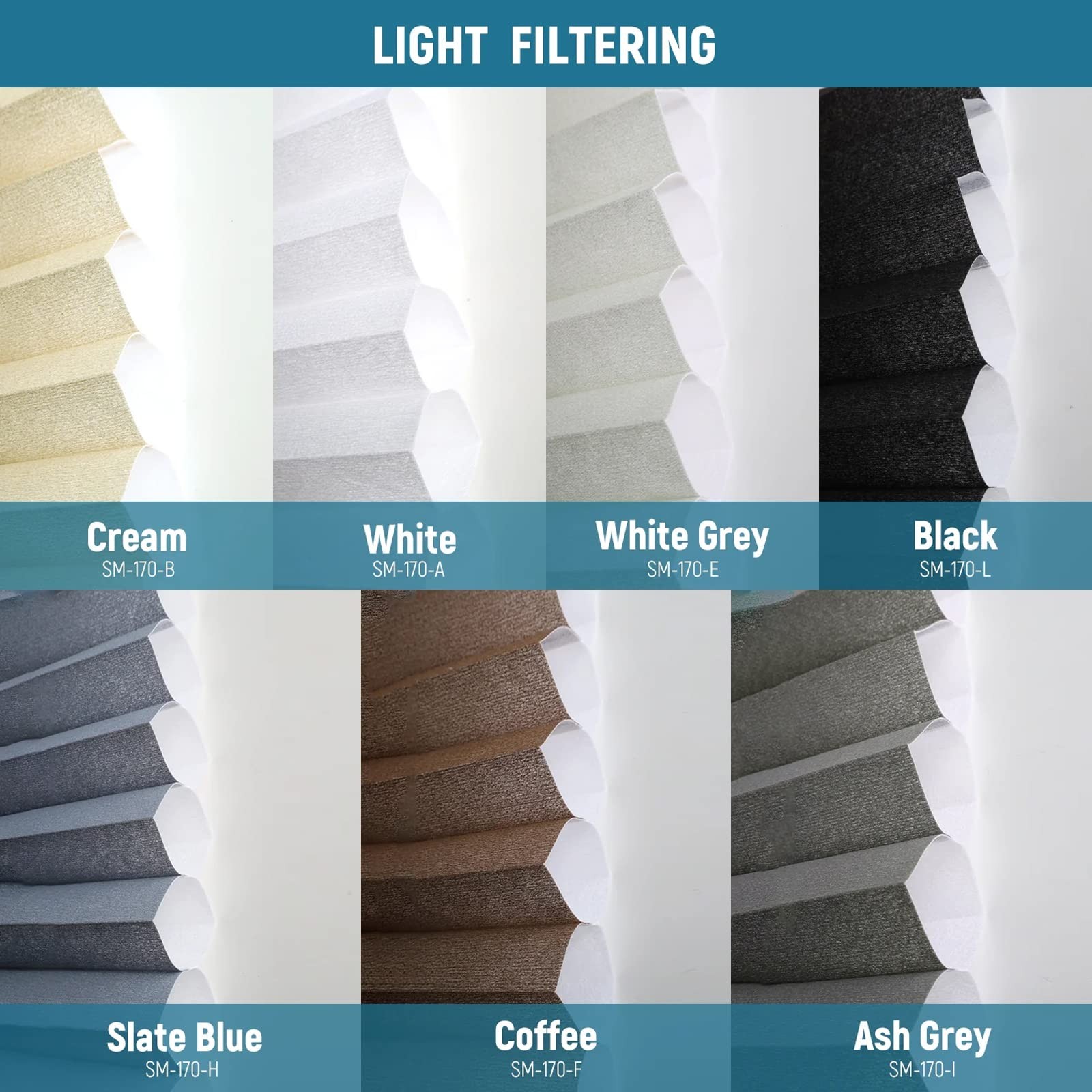 Motorized Cellular Shade, Fabric Sample of Blackout & Light Filtering,Multi-C…