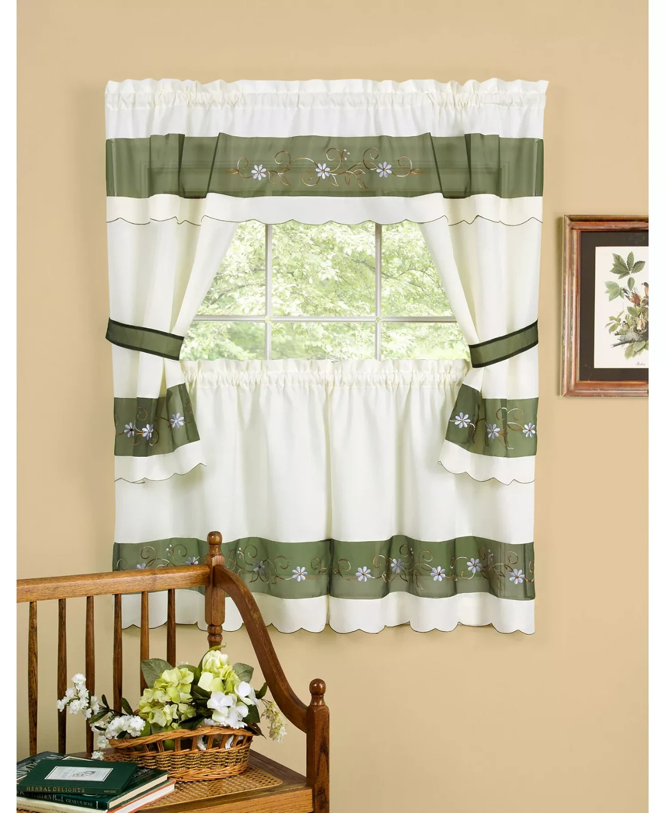 ACHIM Berkshire Embellished Cottage Curtain Set 58×24