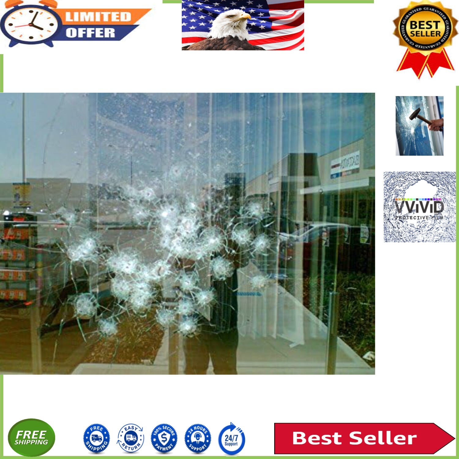 12 Mil Clear Impact Resistant Window Film – 30″ x 10 ft for Ultimate Safety