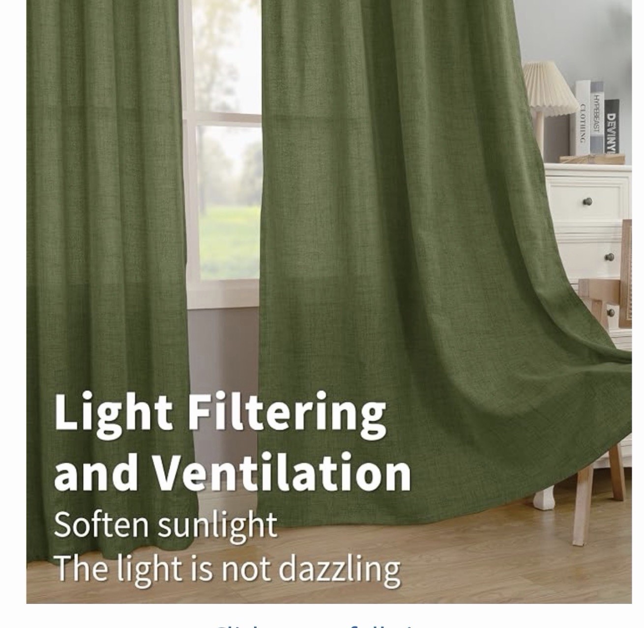 BGment Olive Linen Look Kitchen Curtains 42×40 Light Filtering 2 Panel Set 💜
