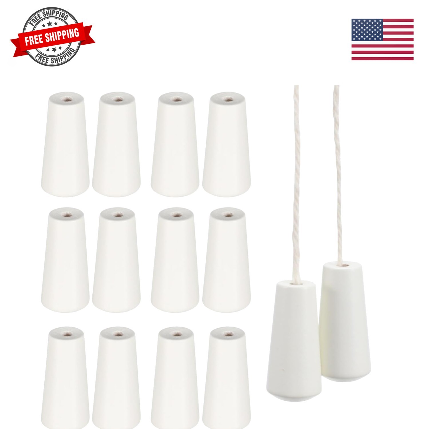 12PCS Blind Pull Cord Knobs Wood Blind Cord for Roman Shades Curtain Crafts D…