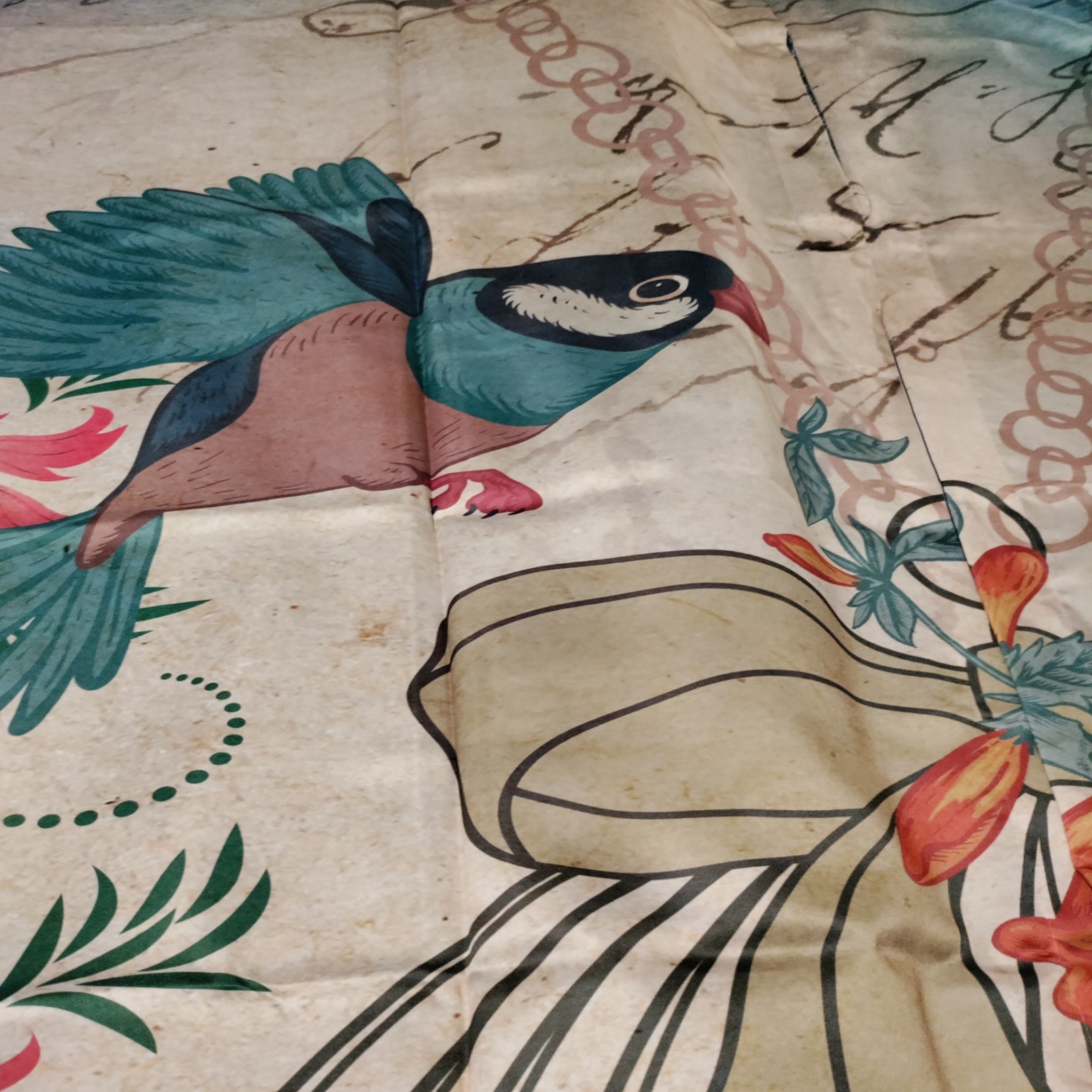 Birds On Bird Cage And Flowers Window Curtains