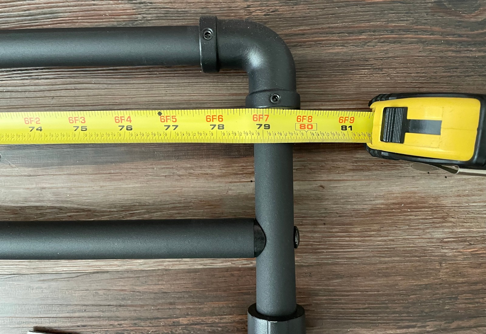 Adjustable 32-80 Inch Double Black Curtain Rod Industrial Pipe Wrap Around NOB
