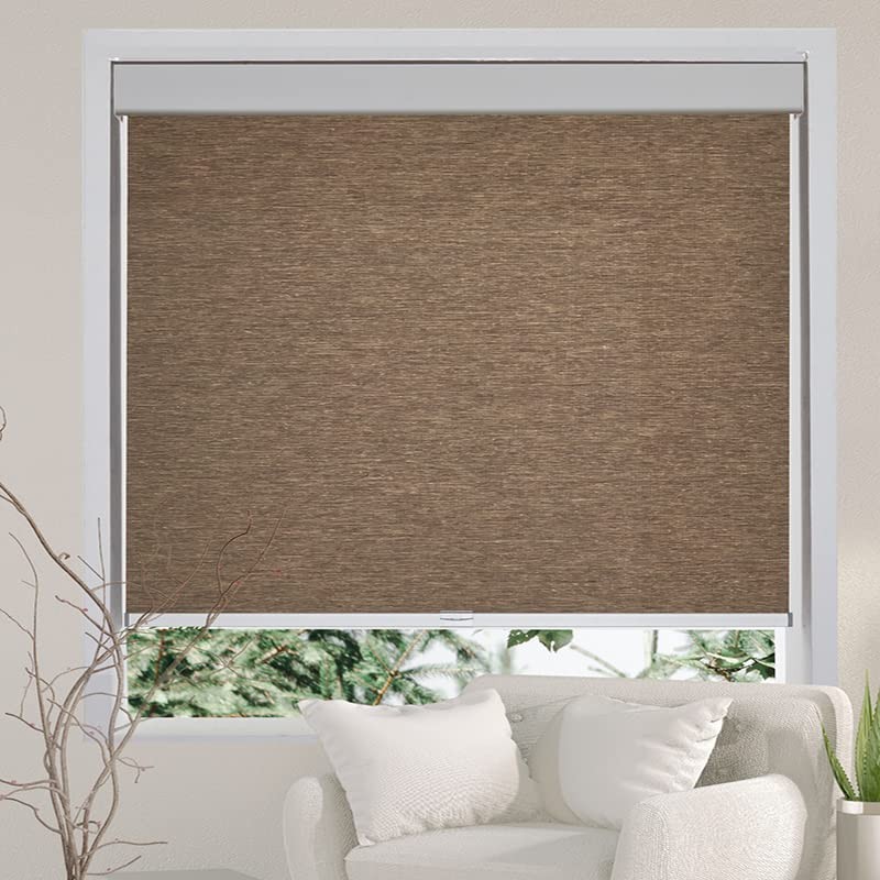 Free-Stop Cordless Blinds for Windows 30″W x 72″H Brown (Light Filtering)