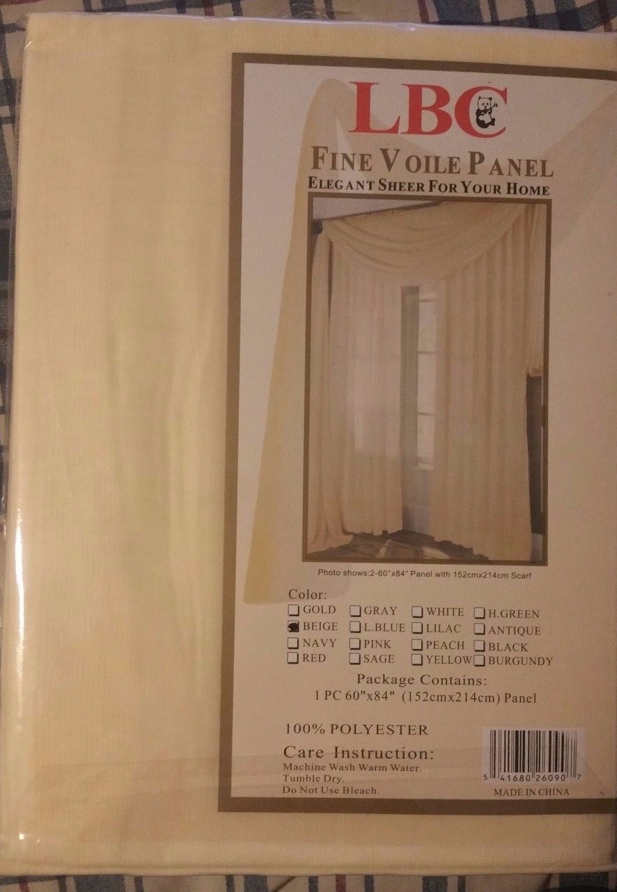 SHEER VOILE WINDOW ROOM CURTAIN PANEL, 13 COLORS, QUALITY SHEER CURTAINS – 60X84