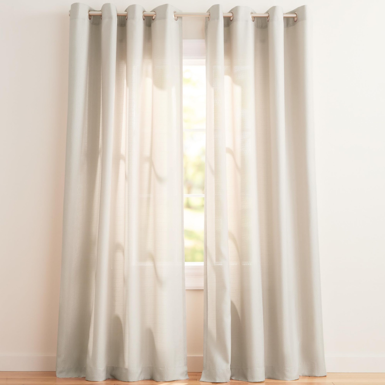 Loha Linen Grommet Curtains 54″x96″ Natural – Light Blocking Panel Pair