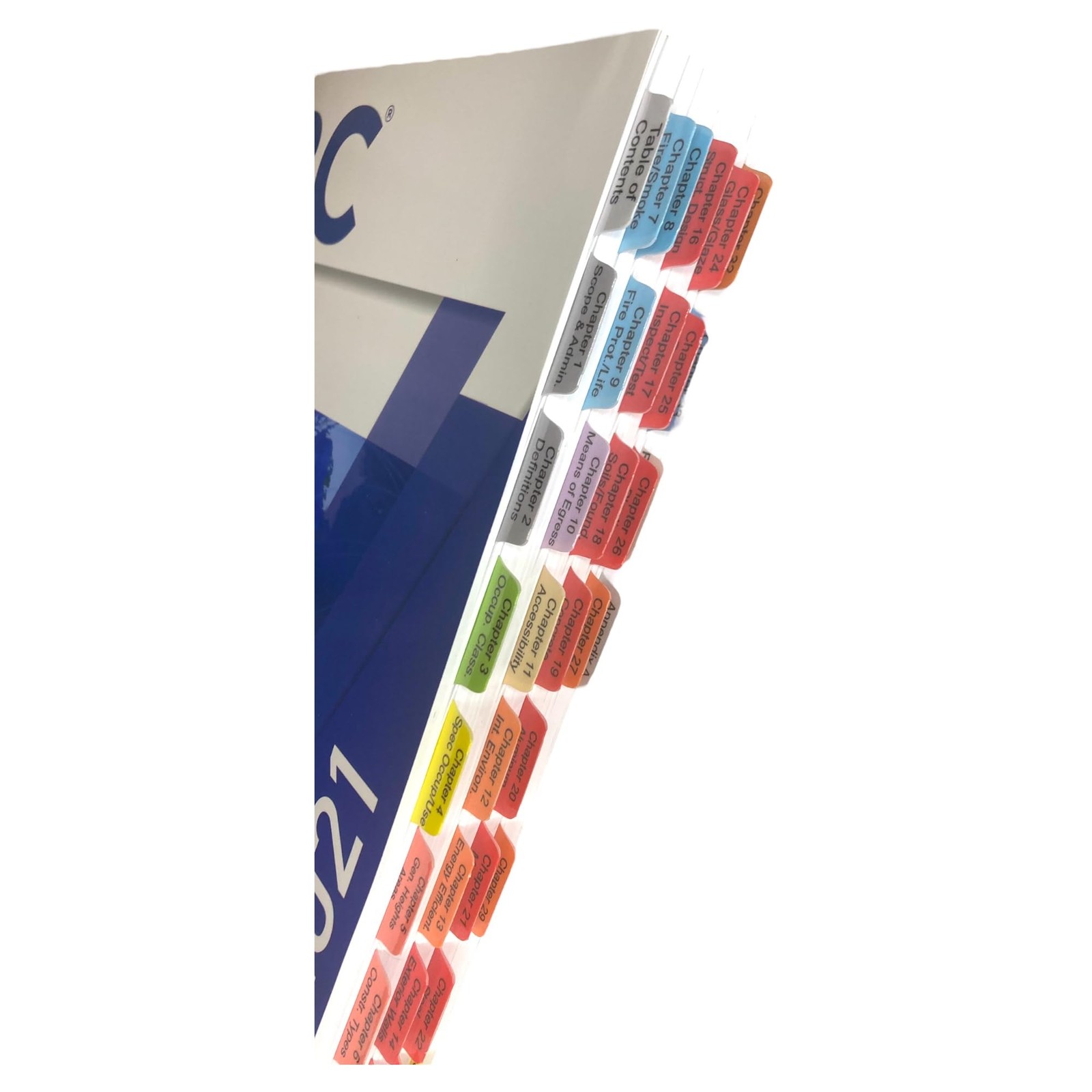 Book Tabs for The International Building Code 2021. Laminated, Multicolor