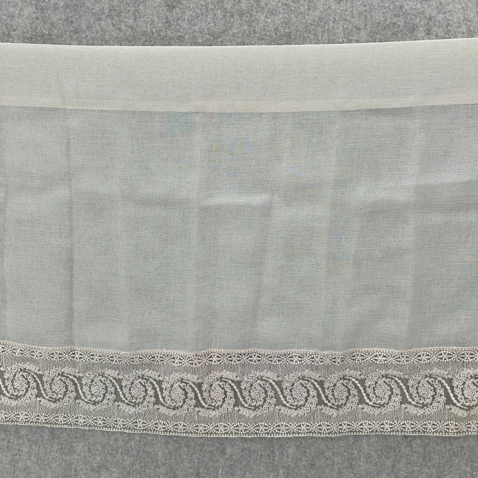 Chris Madden JCP Sheer Beige Lace Embroidered Curtain Panels Valance Set 41×83