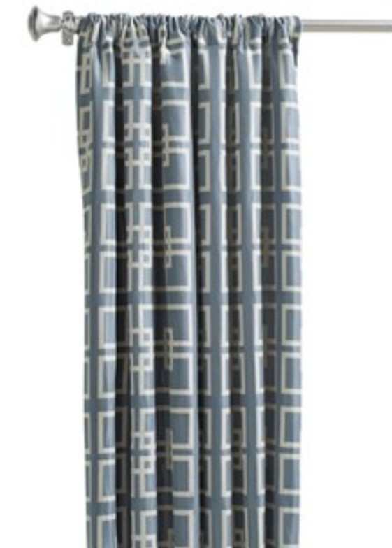 Allen + Roth Calendale Blue & Ivory Curtain Panel 54 W X 84 L