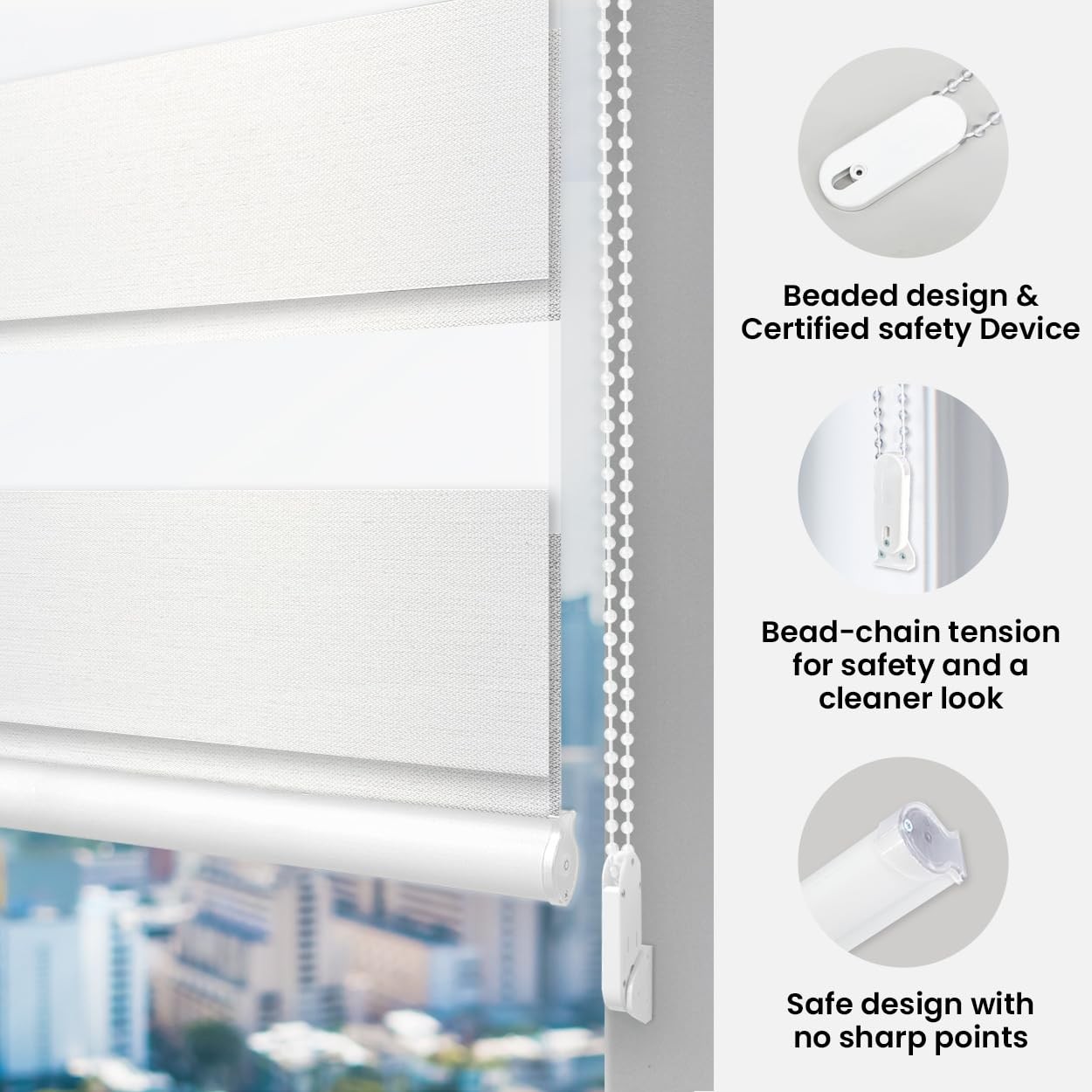 Foiresoft Blackout Zebra Roller Blinds Bonita Silver White W 39 X H 64Inch Dual