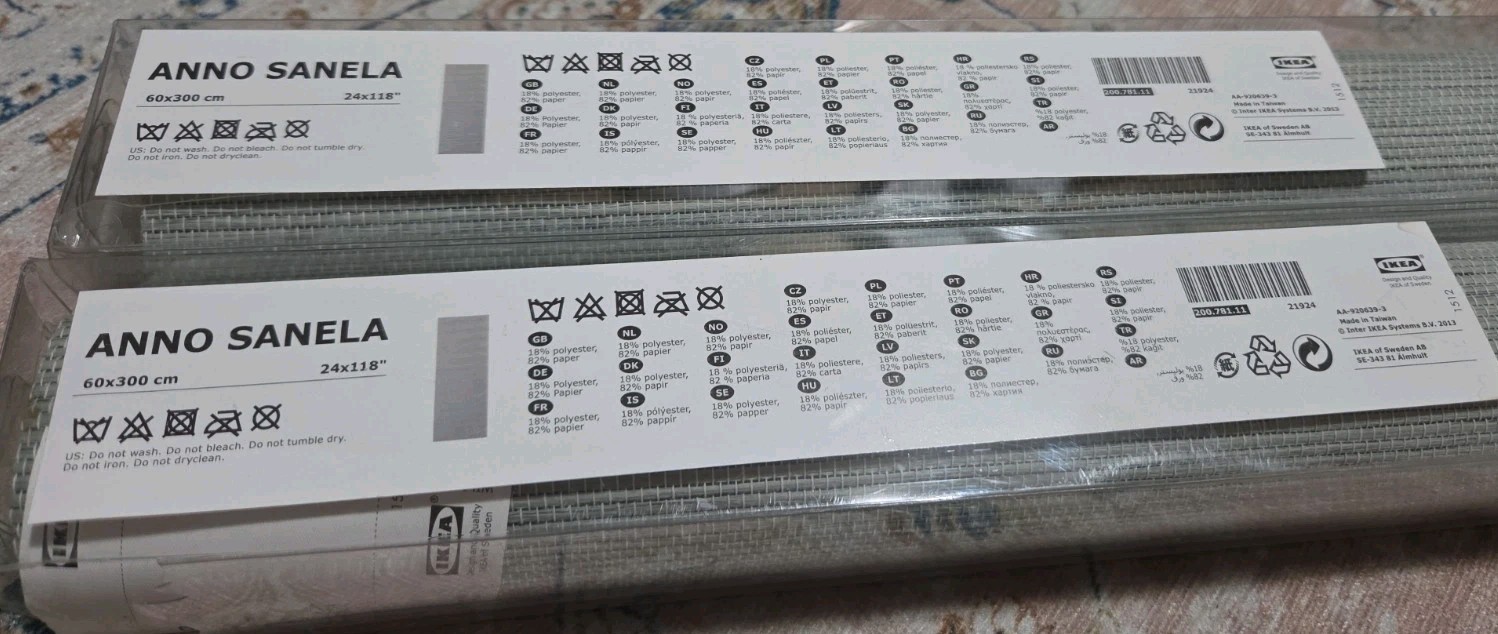 TWO NEW IKEA ANNO SANELA 21924 Curtain Glider Panel Gray 24×118″ 200.781.11