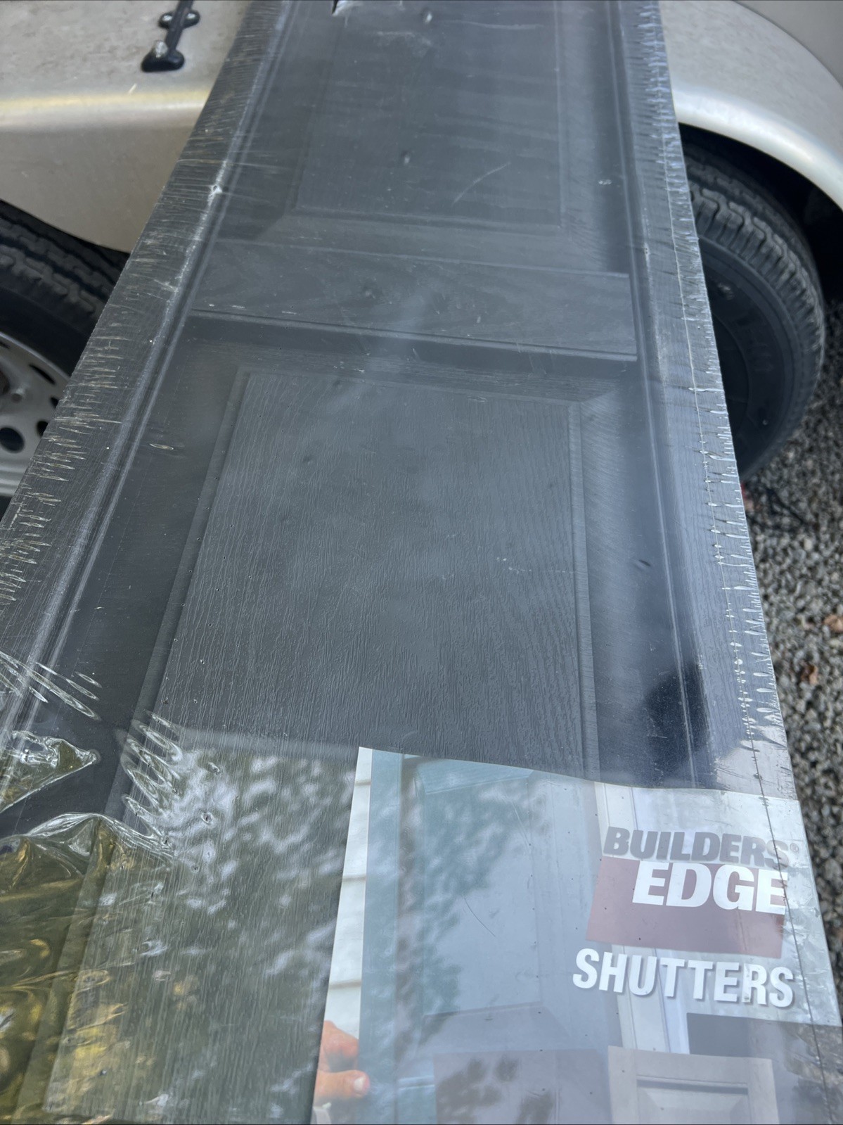 Builders Edge Raised Panel Vinyl Shutter 15″ x 47”- Black – New in Plastic