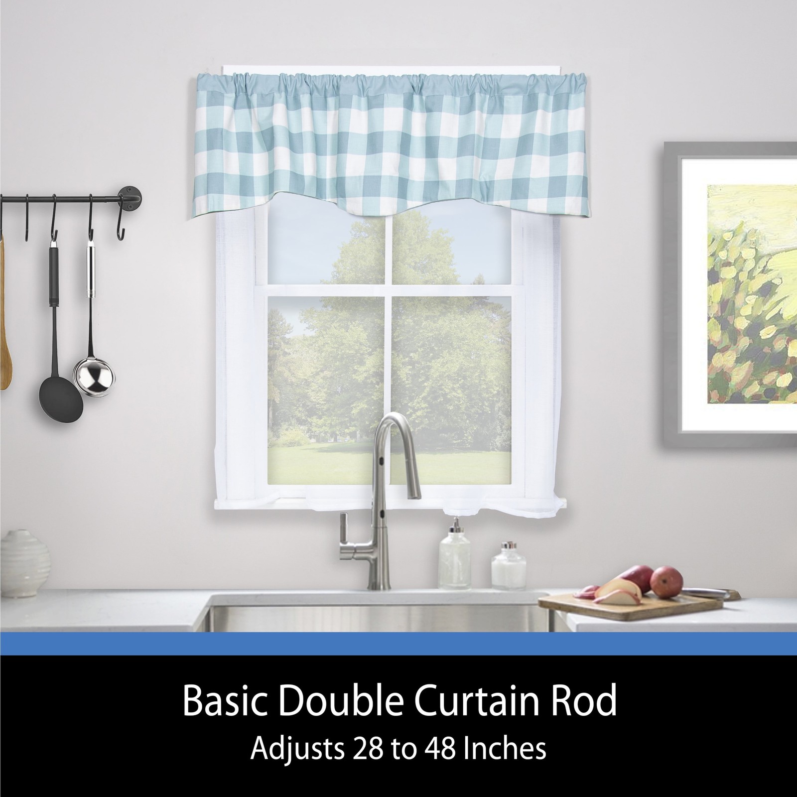 Adjustable Double Curtain Rod Wrap Around Metal Basic 28 to 48 Inches White