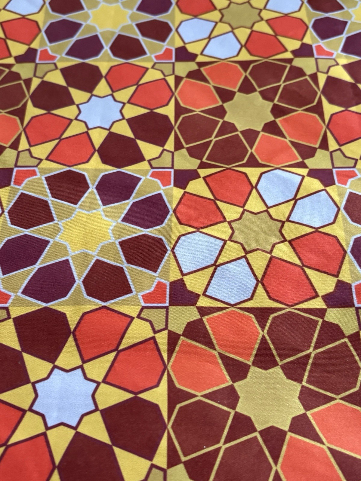 Boho Geometric Star Mosaic Curtains 29×63 2 Panels Orange/Red/Gold Moroccan Vibe