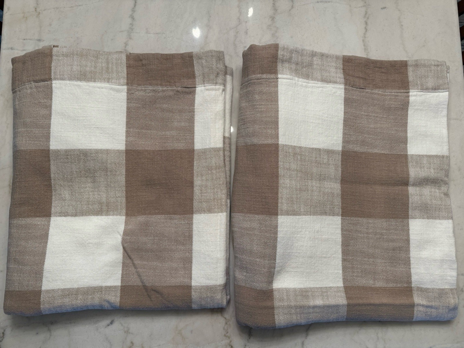 Pottery Barn Bryce Check Neutral Blackout Drape Panels 50 X 96 – 2 panels