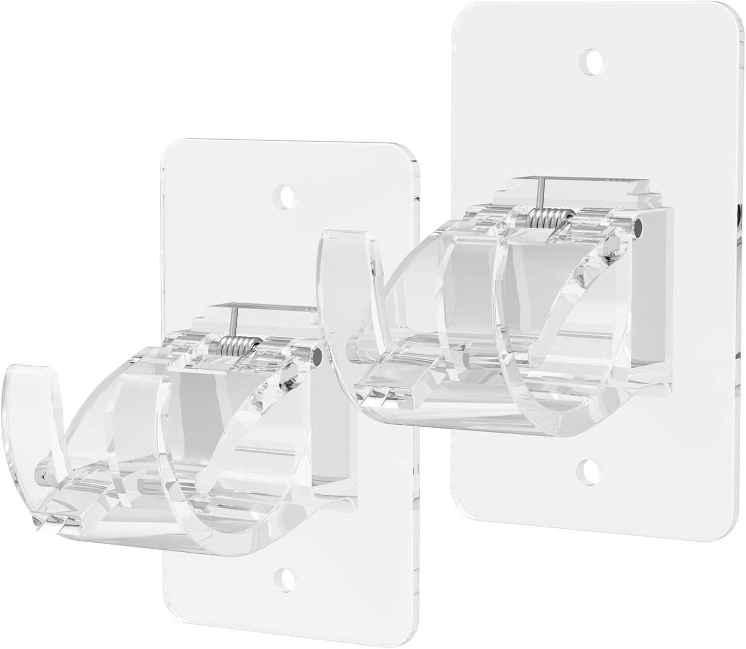 4PC No Drill Curtain Rod Brackets Gold Plastic Self-Adhesive & Screw Mount