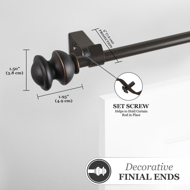 Telescoping Decorative Curtain Rod 48-86 Inch Light Medium Weight Curtains New