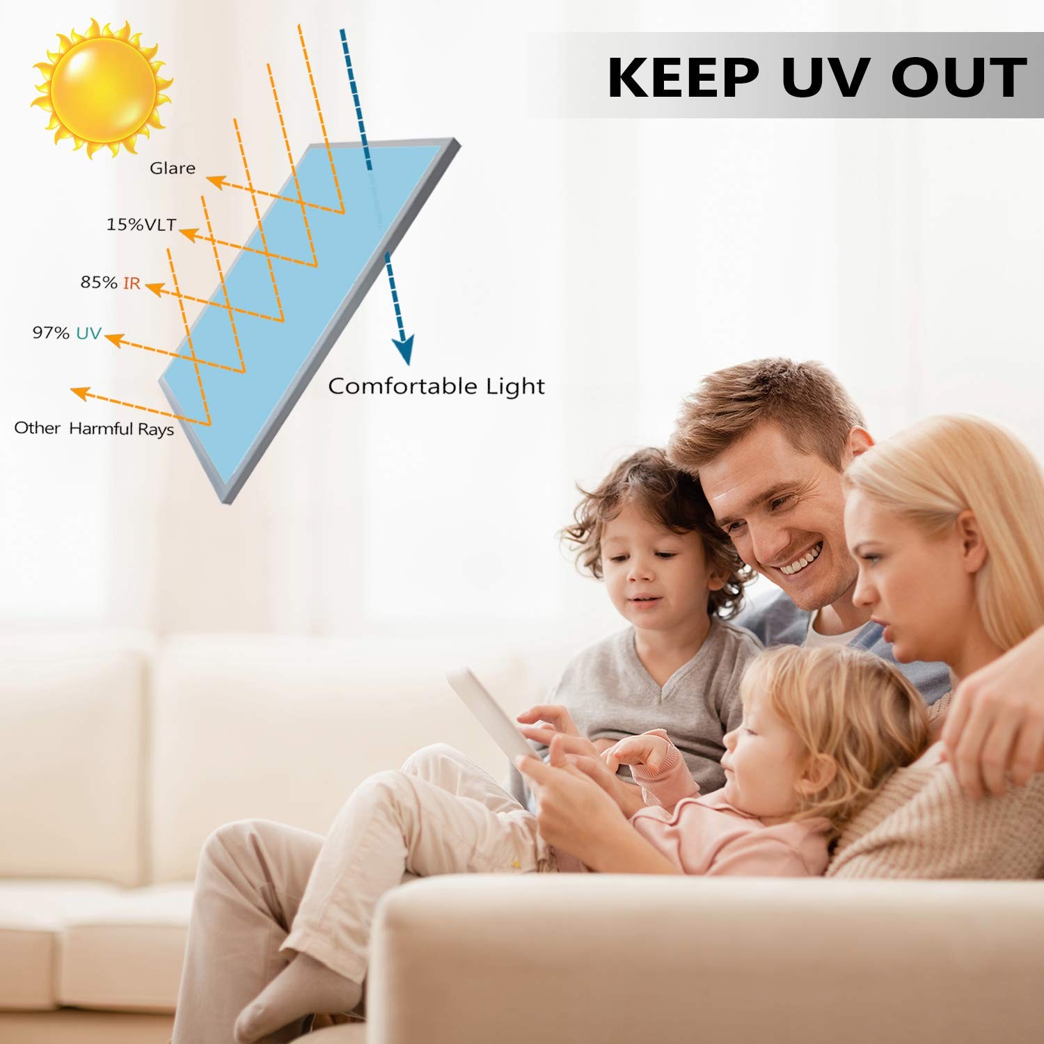 Window Tint for Home, One Way Daytime Privacy 17.5 In x 6.5 Ft, Silver Black
