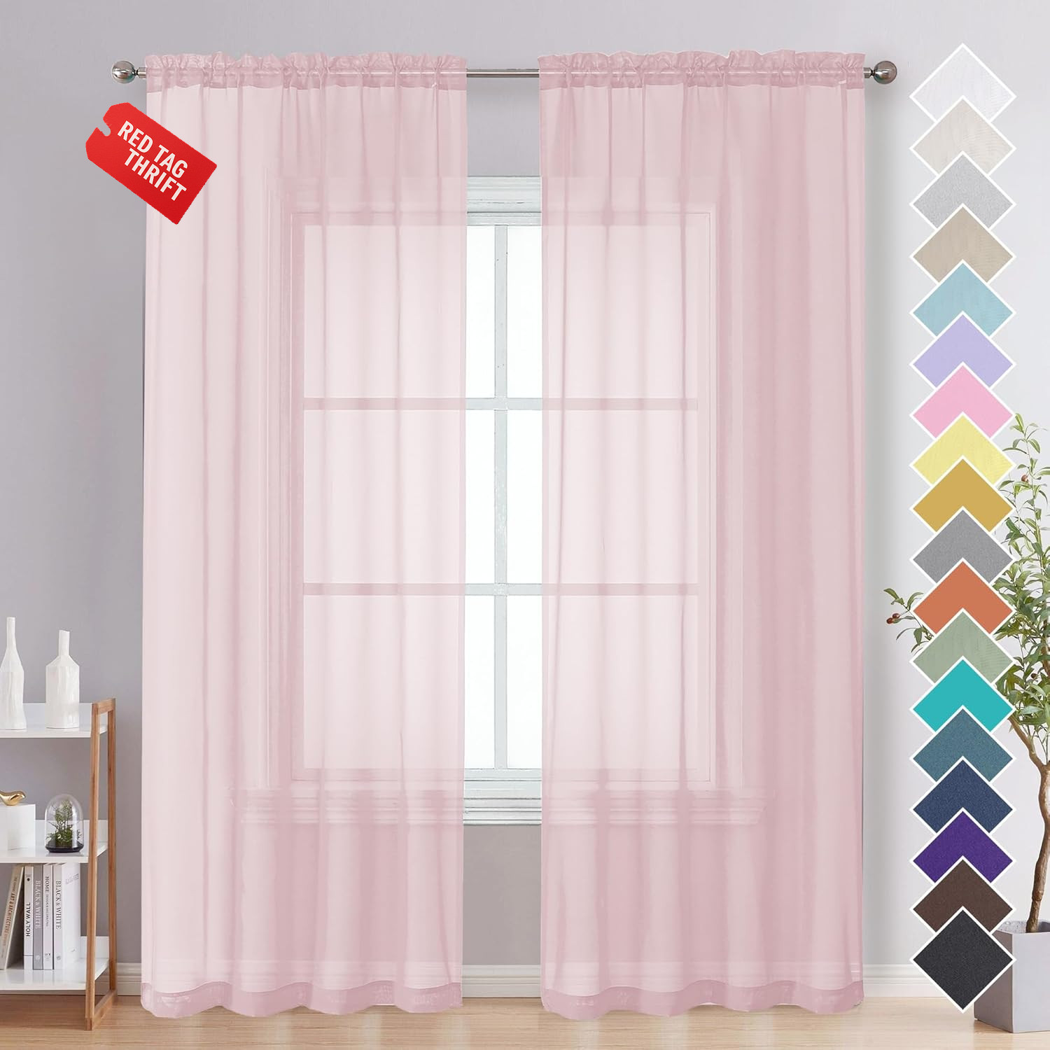Turquoise Sheer Curtains 2 Panel Sets 84″ Inch Length