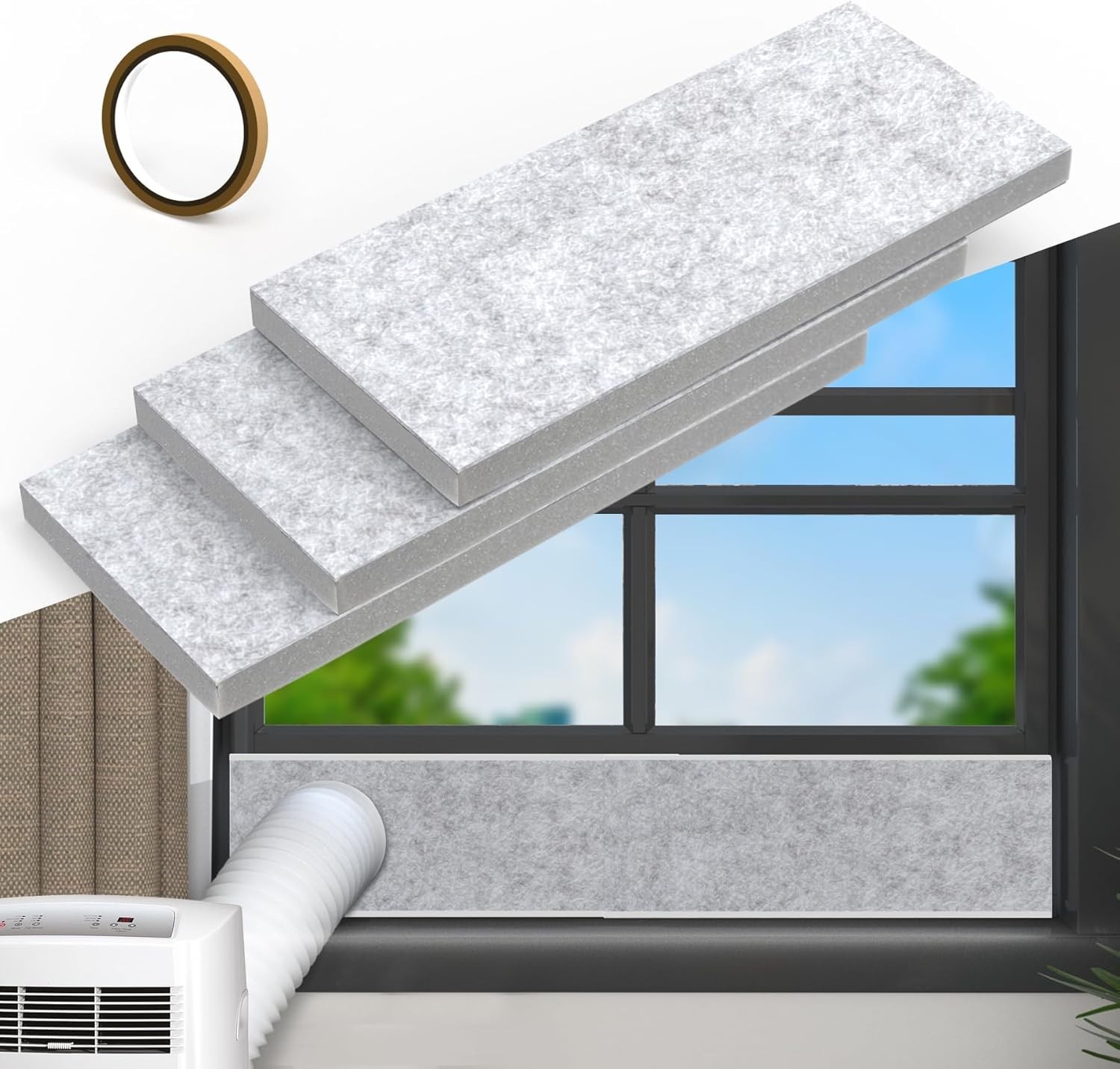 Insulated Foam Panels for Portable AC Window Seal Kit 16.5×6.25 In 3 Pack