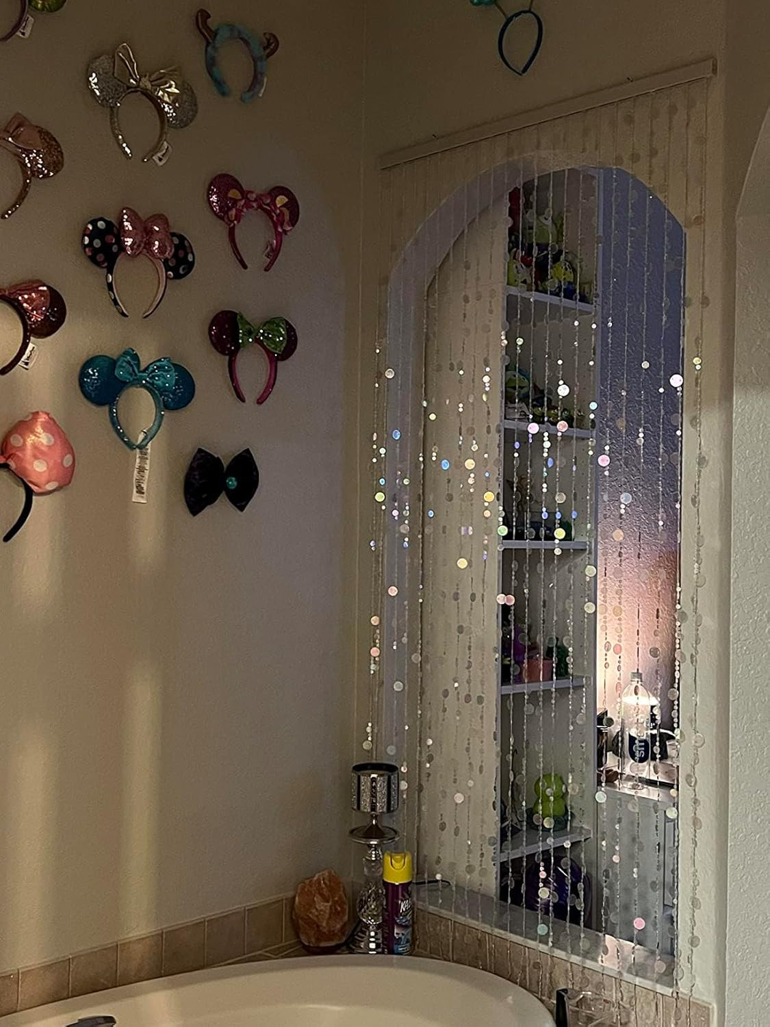 Pink Iridescent Bubble Beaded Curtains for Doorway & Party Decor 3ft x 6ft
