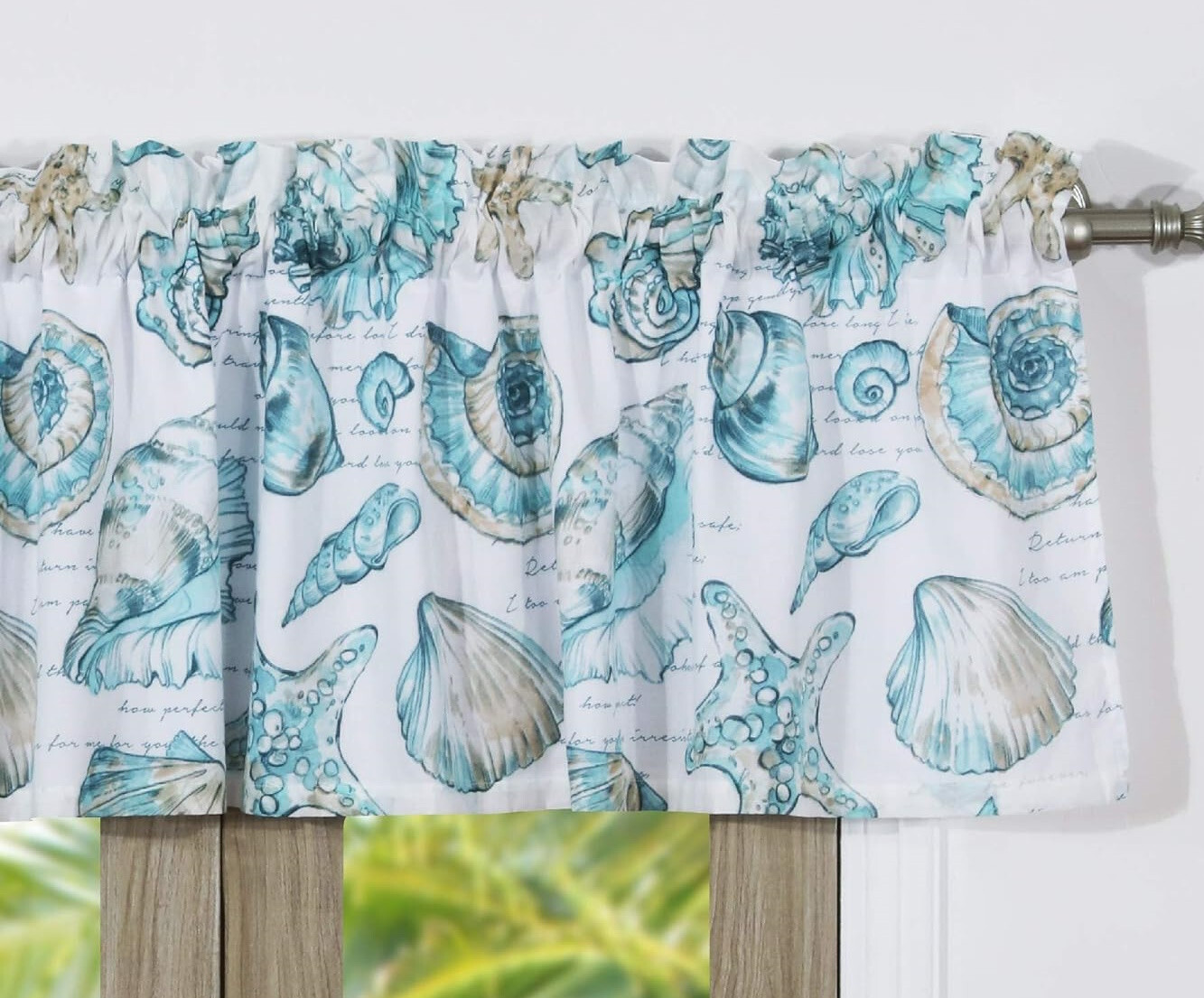 CARIBBEAN BLUE 19×84 VALANCE : BEACH CRUZ AQUA GREEN OCEAN SHELL STARFISH WINDOW