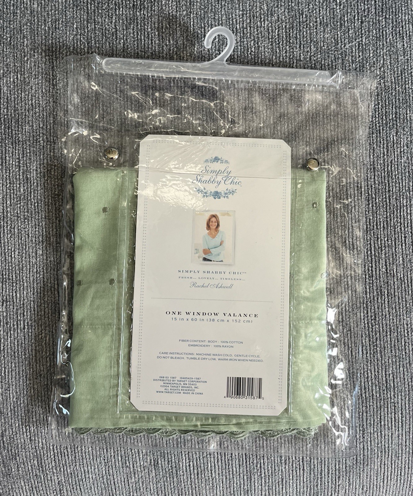 NWT Simply Shabby Chic 1 Window Valance 15 x 60 Green Scalloped Edge Embroidered