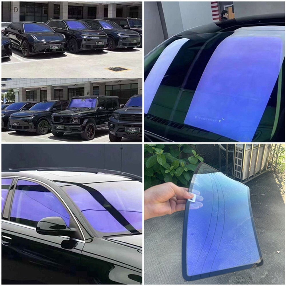 US 74%VLT 1*3M Car Window Tinting Chameleon Purple to Blue Sunshade Film Sticker