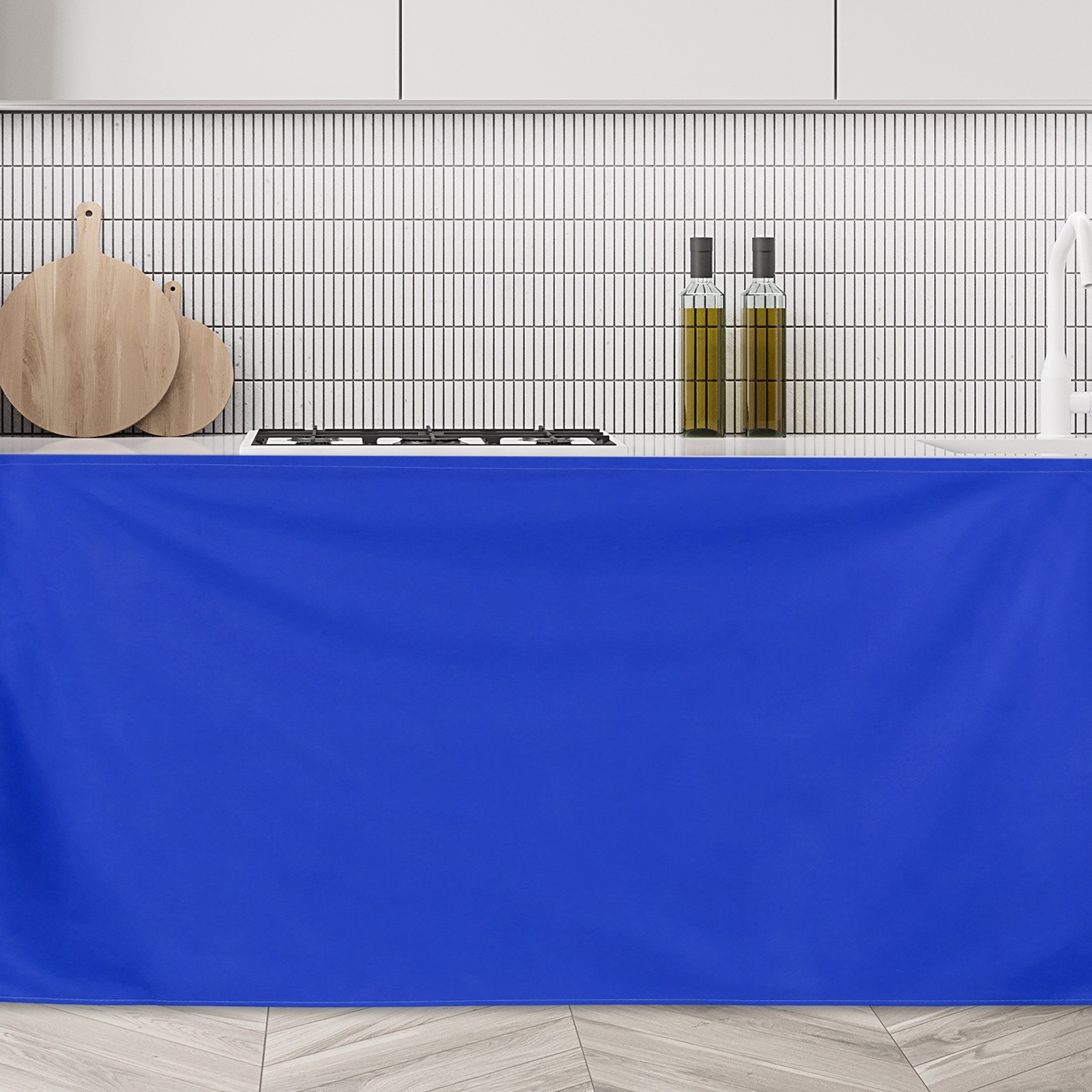 Cabinet Curtains, Dust Proof Kitchen Privacy Curtain (35.4″x27.6″, Bright Blue)