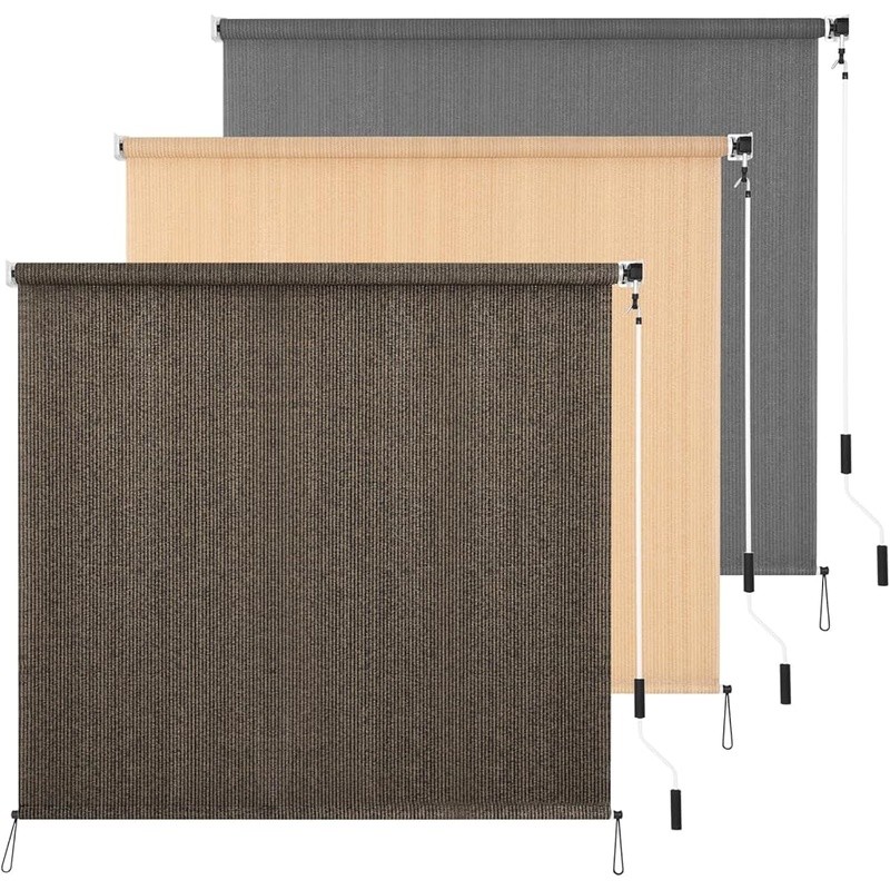 Cordless Outdoor Roller Shades UV Protection Privacy Patio Blinds 96″L x 48″W US