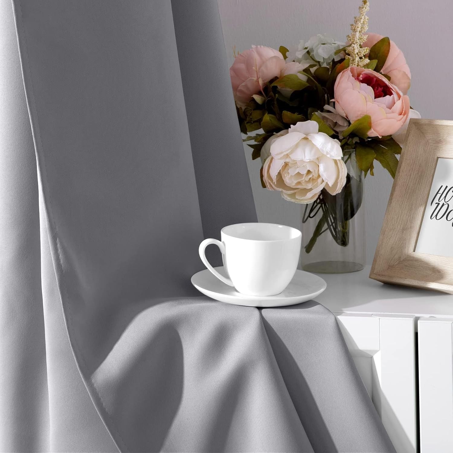 Bedroom blackout curtains 52 inches × 84 inches Length 2 pieces Light gray