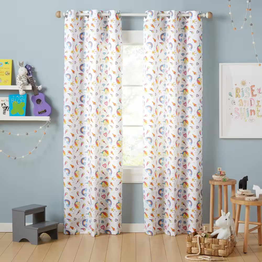 Unicorn Magic Glow in the Dark White Multi Room Darkening Grommet Top Indoor Cur